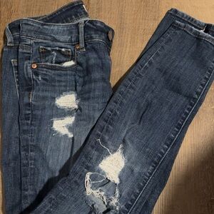 Women's Distressed Blue Jeans